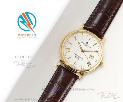 LS Copy Vacheron Constantin Traditionnelle 40 MM All Gold Case White Dial Automatic Watch